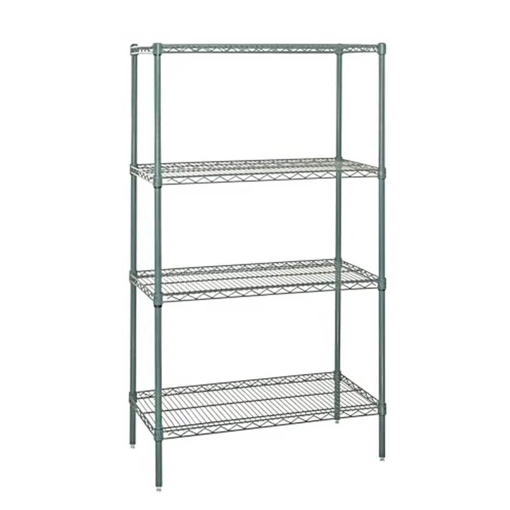 

Commercial Warehouse Storage Wire Shelving Kit 800lb Load Capacity 4 Shelves 4 Posts Epoxy Coated Easy Assembly NSF Certified