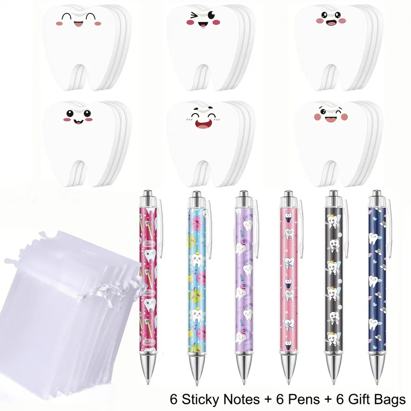 Image 4: 18 Coffret cadeau d'assistant dentaire (contient des notes autocollantes en forme de dent et un stylo à bille) —— Fournitures de bureau d'hygieniste dentaire amusantes, adaptées