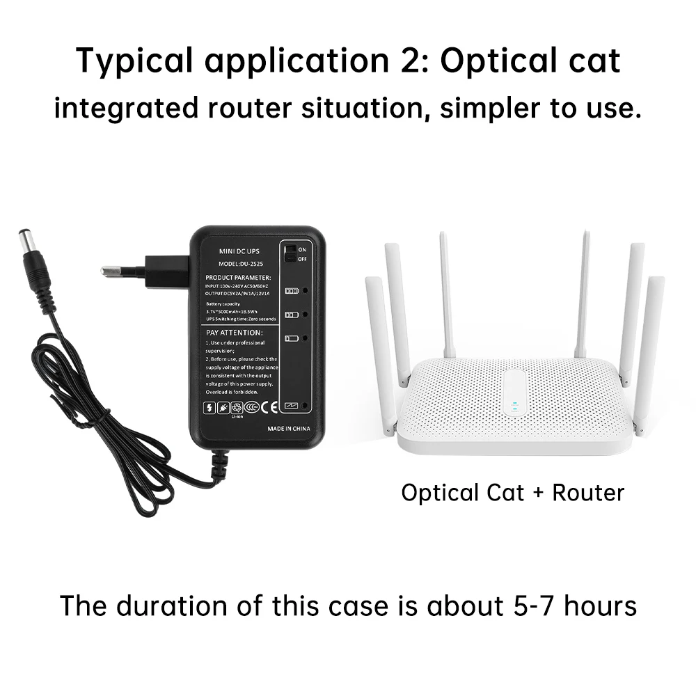 AC 100-240V to DC 5V 9V 12V Power Adapter Router Camera Small UPS 5000Mah Backup Power Build in Battery