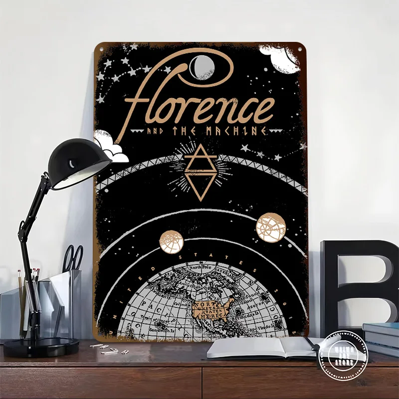 Florence and the Machine Artwork Personalized 3D Textured Metal Poster Wall Art Vintage Tin Signs for Coffee Bar Accessories