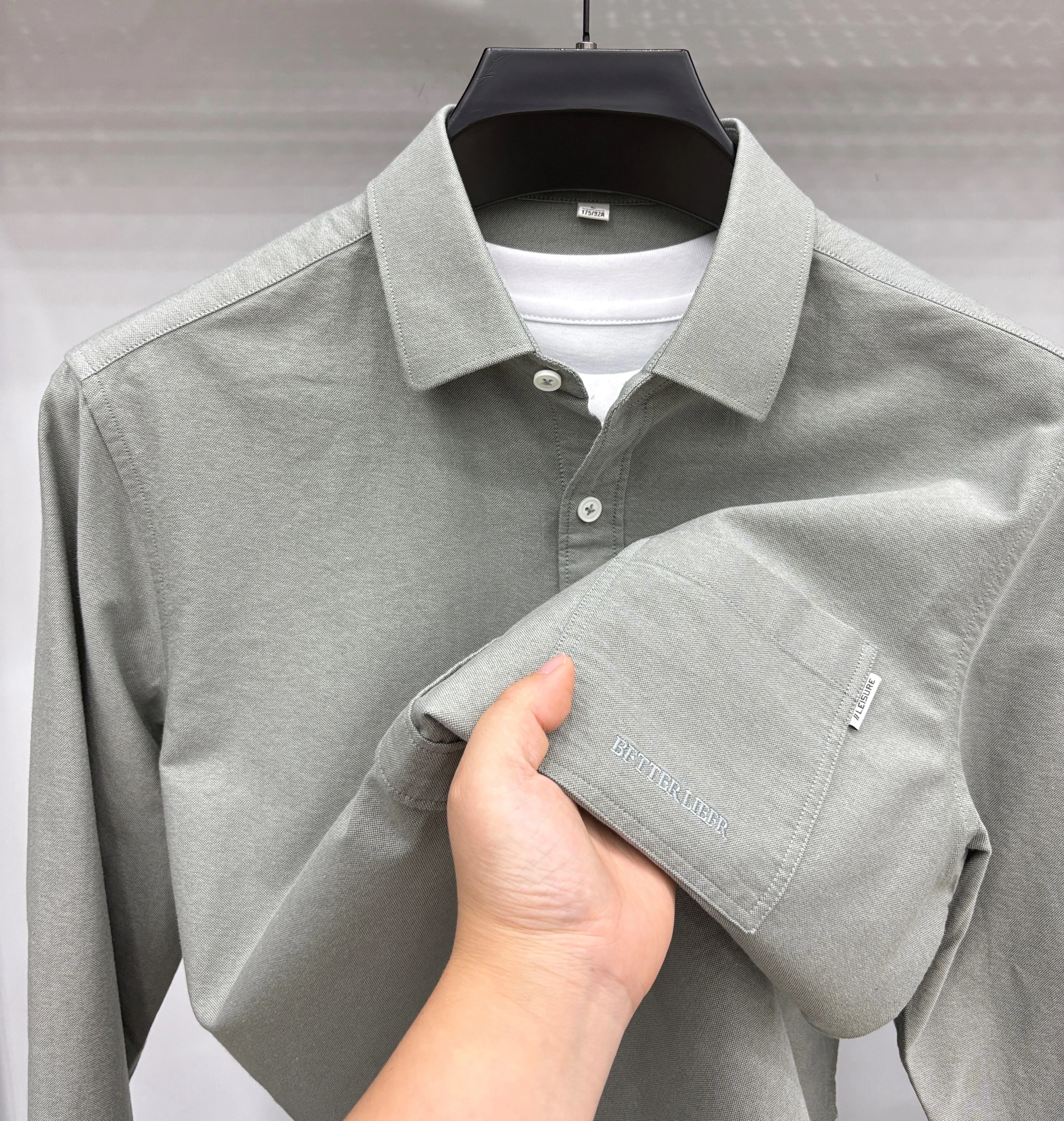 cotton100% men's autumn high quality new shirt wash lapel long sleeves embroidery pocket coat leisure fashion men clothing tops