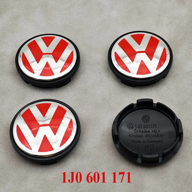 4pcs 56mm Red Car Wheel Center Caps Rim Hub Caps For VW Volkswagen Golf Jetta Bora Polo Santana Cross Lavida Beetle 1J0601171