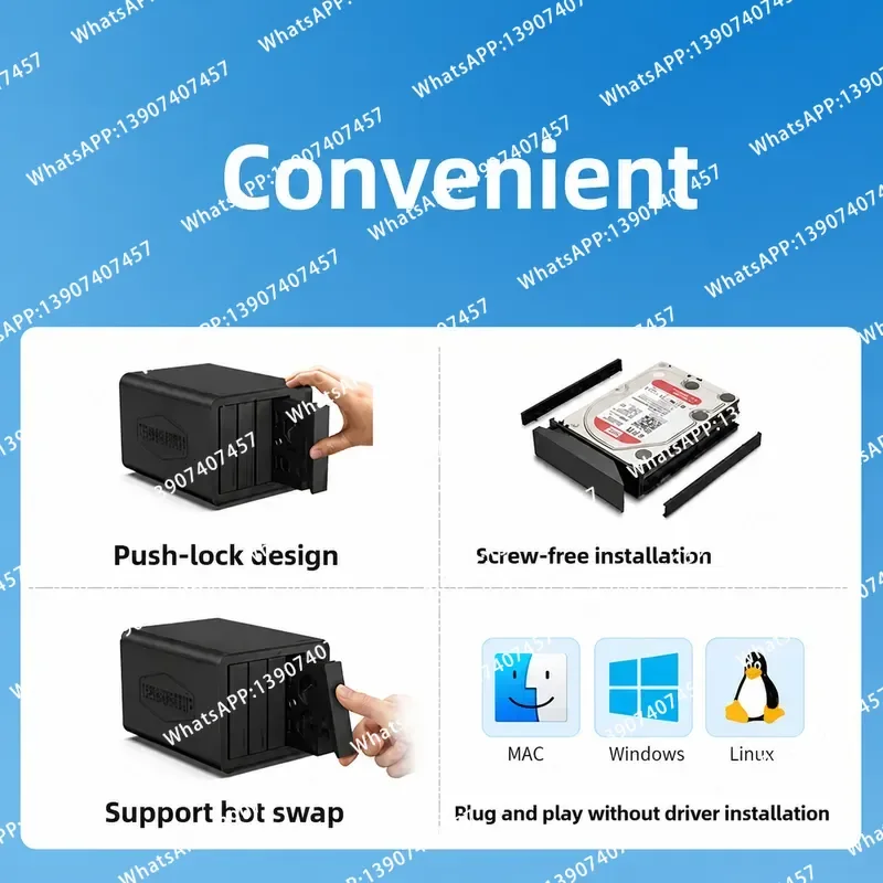 For TERRAMASTER D2 D4-320 4-Bay NAS Expansion Enclosure Type-C Hard Drive Caddy Direct Attached Storage DAS