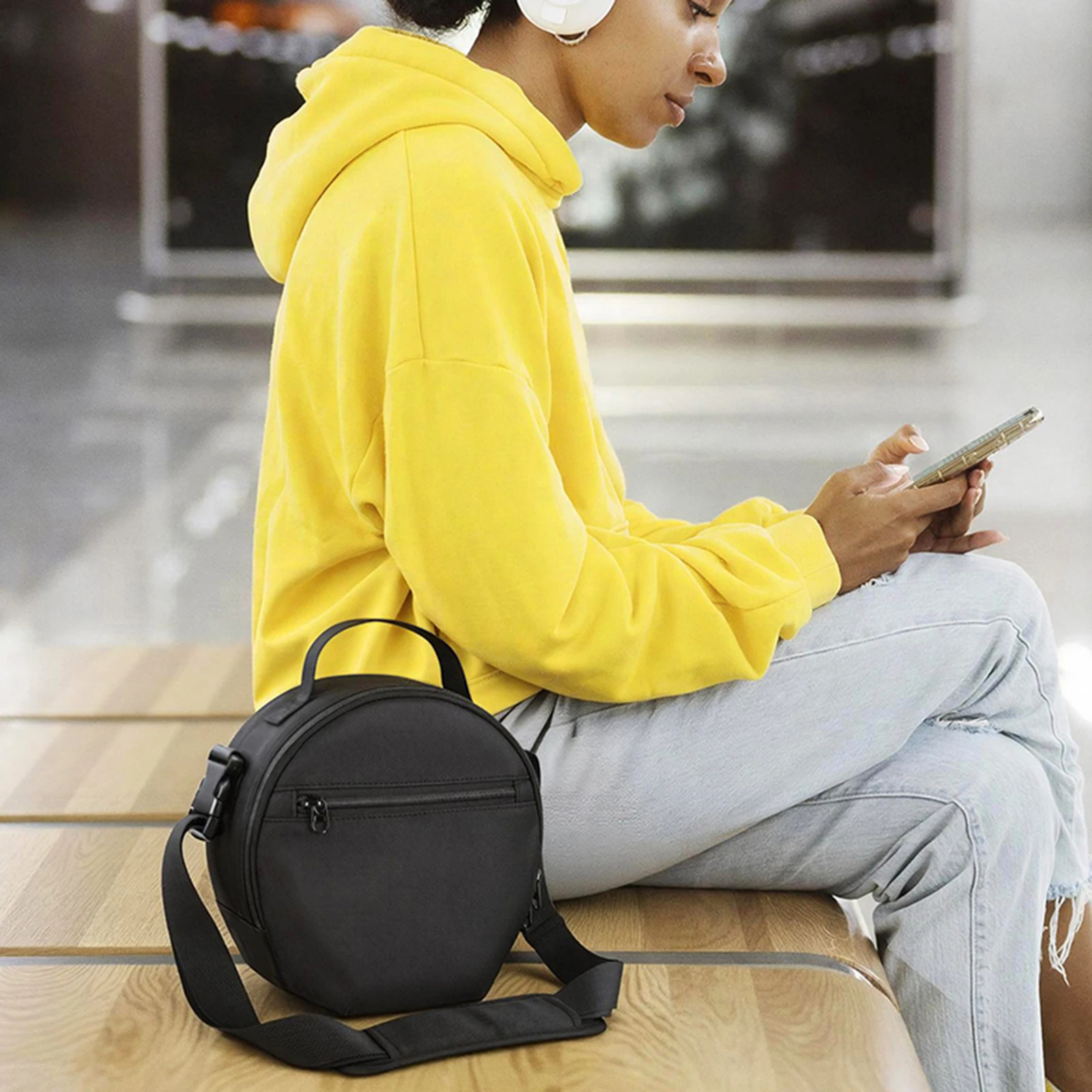 Accessory Pocket Storage Bag with Adjustable Shoulder Strap DJ Headset Storage Bag Compatible for Over-Ear Headphones - view 2