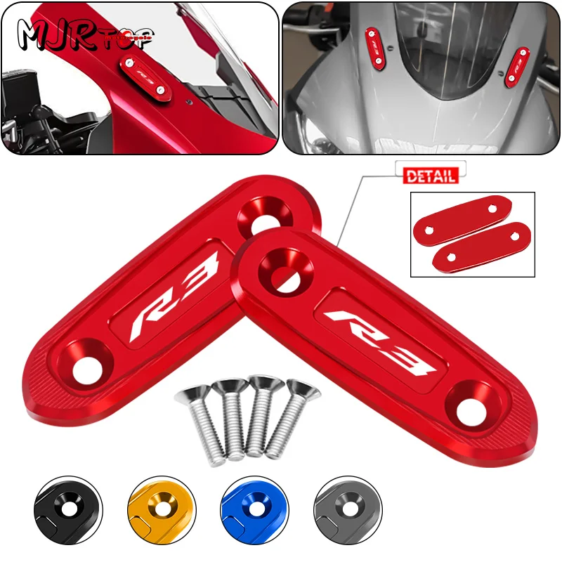 rear mirror cover For R3 2019-2026 R15 V3 2018-2026 Motorcycle CNC Windscreen Driven Mirror Eliminators Protection Cap r3 r15