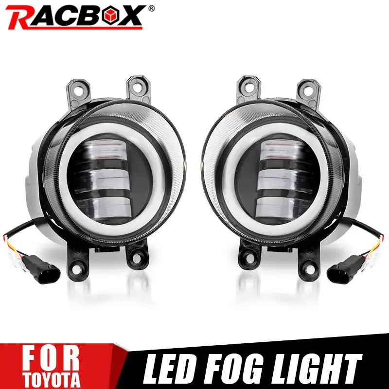 3.5 inch Angel Eyes LED Fog Light For Toyota Camry Corolla RAV4 CHR White Amber DRL H11 H8 H9 LED PTF Projector Fog Lamp Lens