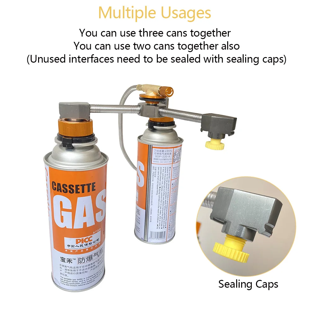 3 in 1 E-Three Outputs Gas Tank Conversion Head Gas Distributor Conversion HeadButane Adapter Extension Split Furnace Adapter