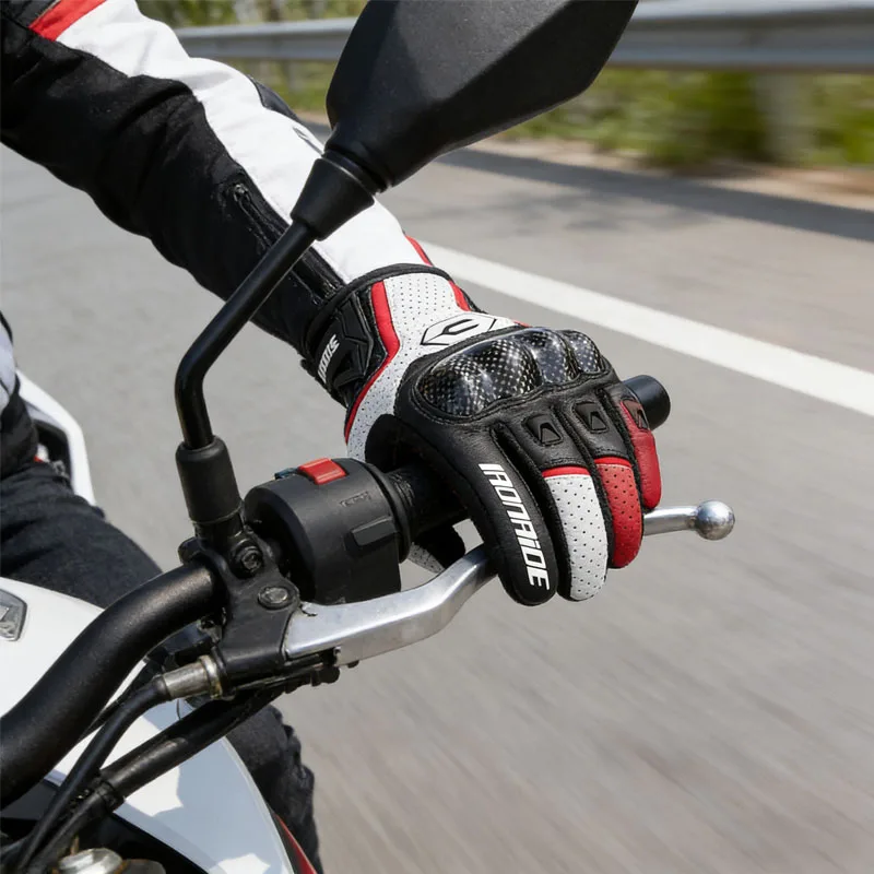 

Мужские летние ретро-перчатки из кожи для мотоциклов и велосипедов, износостойкие, с сенсорным экраном, дышащие, легкие, для питбайков и внедорожных мотоциклов