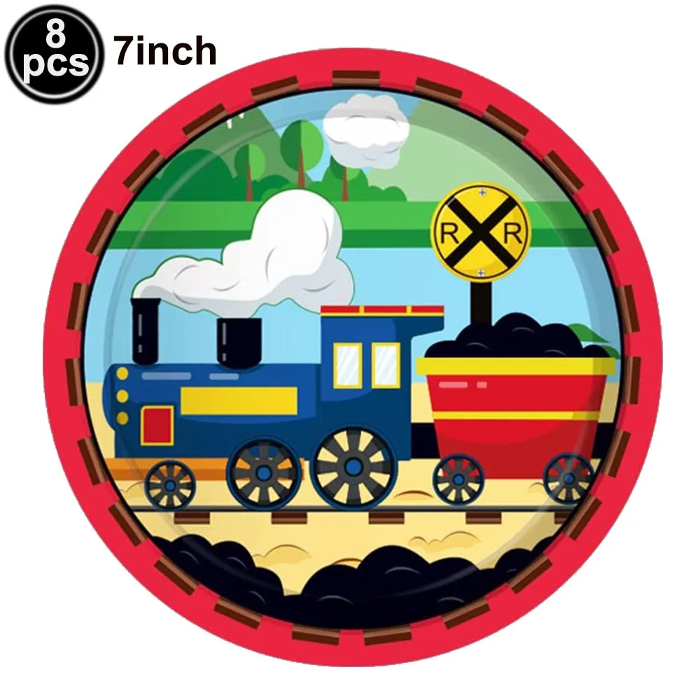 Train Birthday Party Supplies Train Tableware Paper Plate Cup Napkin Happy Birthday Banner And Train Balloon Boy Birthday Party