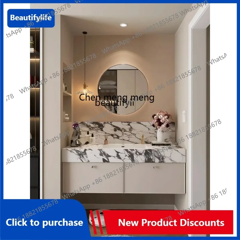 C85 Stone Plate Bathroom Cabinet Combination Bathroom Double Basin Washstand Integrated Hand Washing Wash Basin