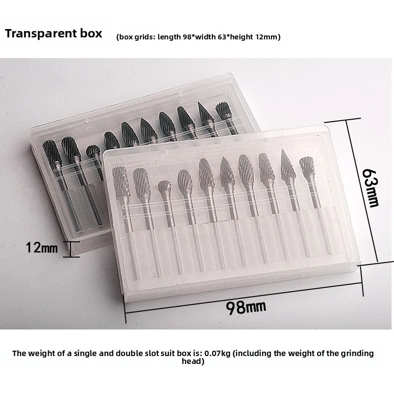 Carbide Rotary File, Tungsten Steel Grinding Head, Electric Grinding Head, Double Pattern and Double Groove Set 3 * 6MM