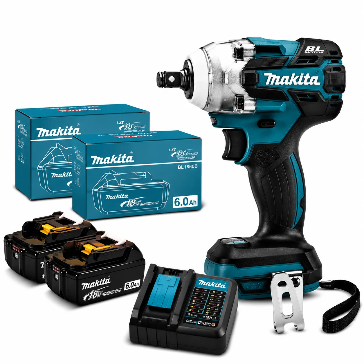 18V Bürstenloser Schlagschrauber Kompatibel mit Makita LXT Akku, 320N·m Kabelloser Elektroschrauber, 1/2-Zoll-Antrieb, EU-Lager Schnelle Lieferung