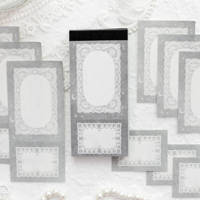 100Pcs/Pack Vintage Lace Memo Note Paper Scrapbooking Materials Planner Collage Journaling Diy Craft Supplies