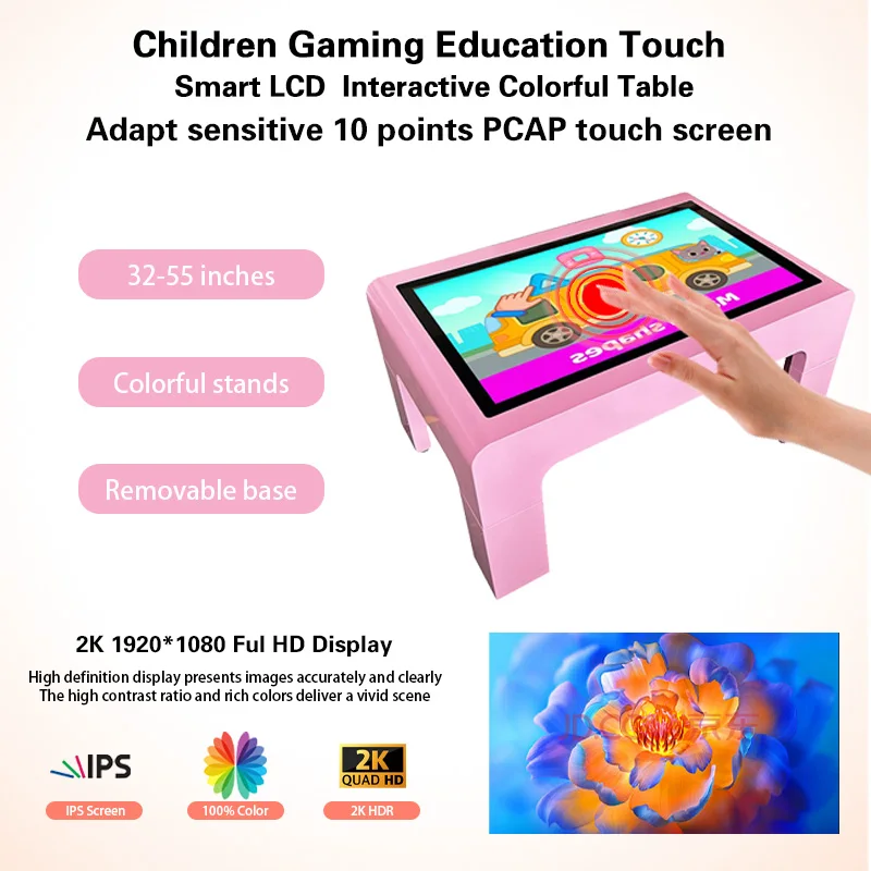 32 43 55 Inch Kids Interactive 10 Point PCAP Touch Screen  Waterproof Interactive Game