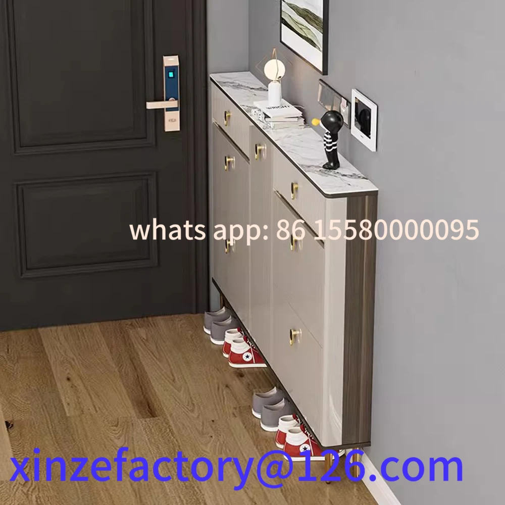 

Customizable White Drawers Shelf Shoe Rack 3 Layers Narrow Save Space Shoe Cabinet Vertical Entrance Hall Meuble