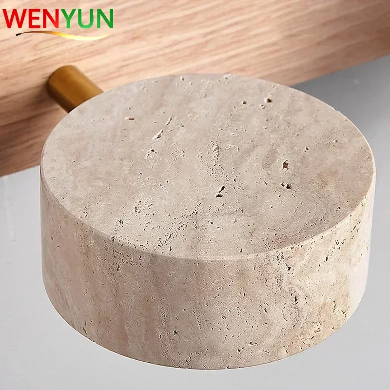 

Natural Limestone Double-sided Wall Lamp Creative Circular LED Rotatable Lamp Bathroom Vanity Mirror Front Lamp