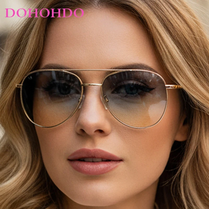 

Fashion Twin Bridge Metal Pilot Women Sunglasses Vintage Luxury Designer Punk Sunglass Men Outdoor Driving Shade Eyewear UV400