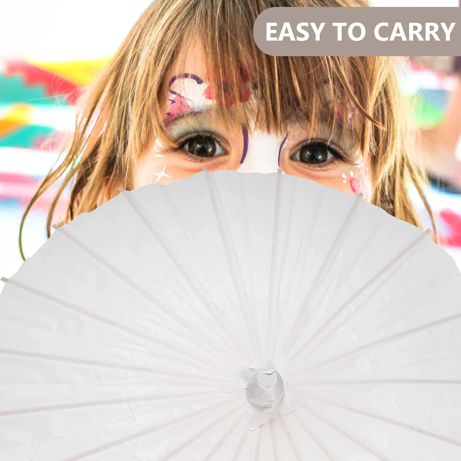 4Pcs Classic Blank Paper Umbrella for Children DIY Painting Summer Cool Umbrella Stage Performance Prop Cosplay Decoration Prop