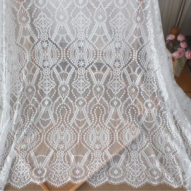 Premium 1.5 - meter - wide pressed yarn eyelash lace for DIY wedding dresses clothing materials a great option for dressmaking
