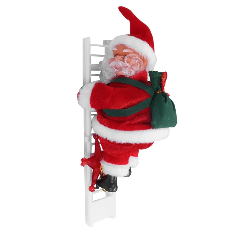 Animated Climbing Santa On Ladder Electric Santa Claus Toy Christmas Tree Wall Ornaments Decoration Indoor Outdoor