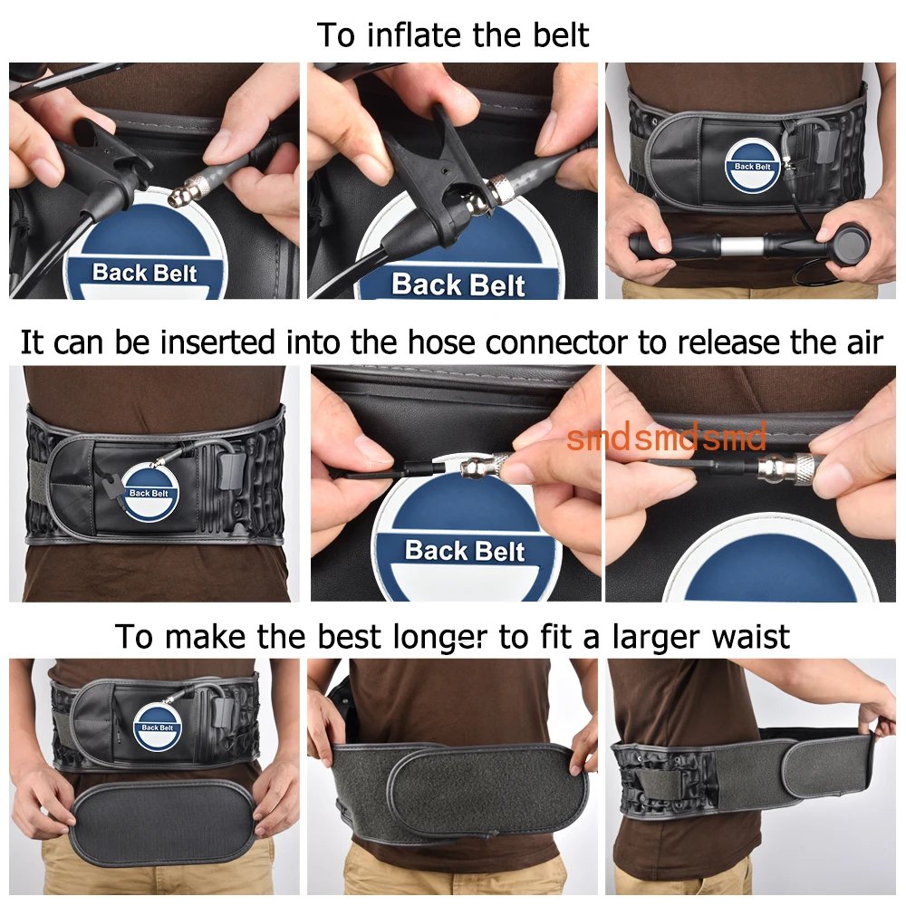 Picture 6: Inflate Lumbar Decompression Waist Belt Spine Air Traction Health Care Physio Back Support Brace Spine Back Posture Correction