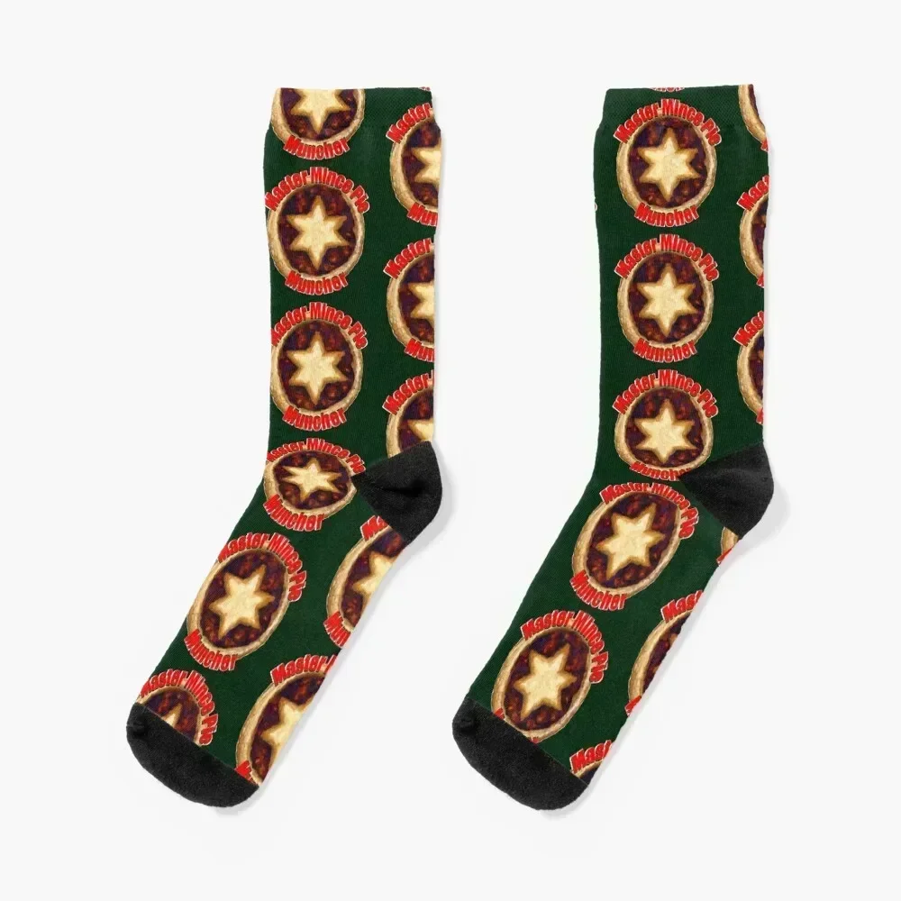 

Sweet mince pie with the text Master mince pie muncher Socks hiphop Men's warm winter Crossfit Socks Men's Women's