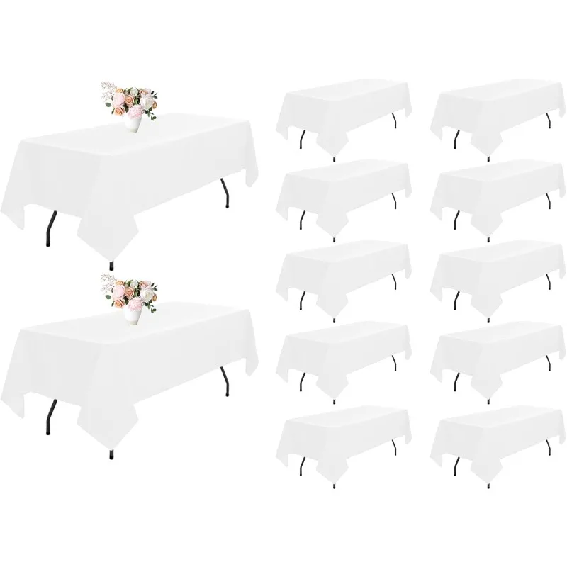 

12Pack White Tablecloth 60 x 102 Inch Rectangle Tablecloths for 6 Foot Tables, Wrinkle Resistant Washable Decorative Fabric