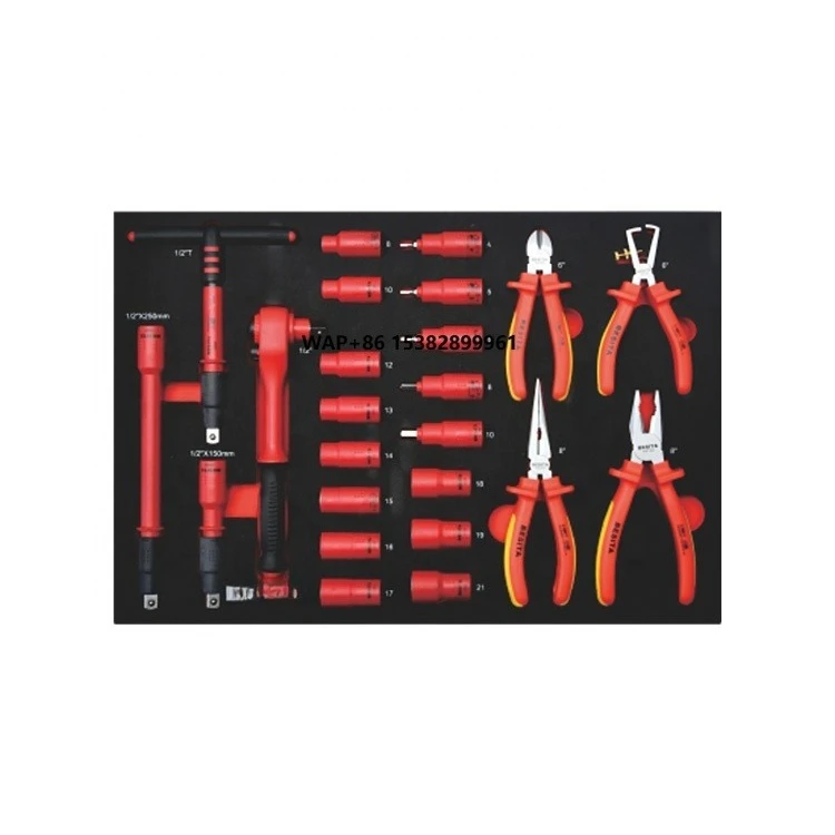 

Factory Chrome Vanadium Steel 24 Piece 1/2 Series 1000V Insulated Socket and Pliers Tool Set