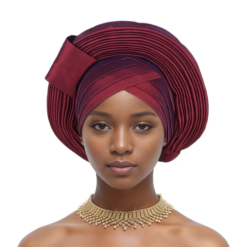 African Headtie Women\'s Turban Cap Wedding Party Auto gele Nigeria Lady Head Wraps