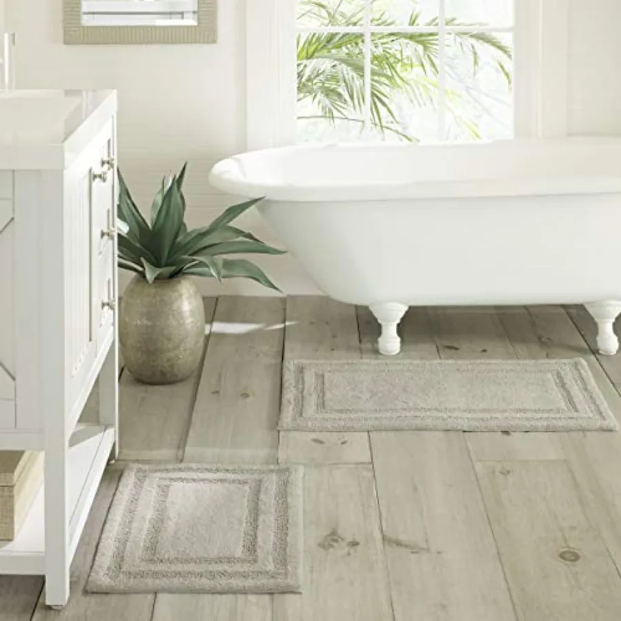 

Bathroom Rug Soft Plush Cotton Bath Mat Highly Absorbent and Machine Washable Rug 2 Piece