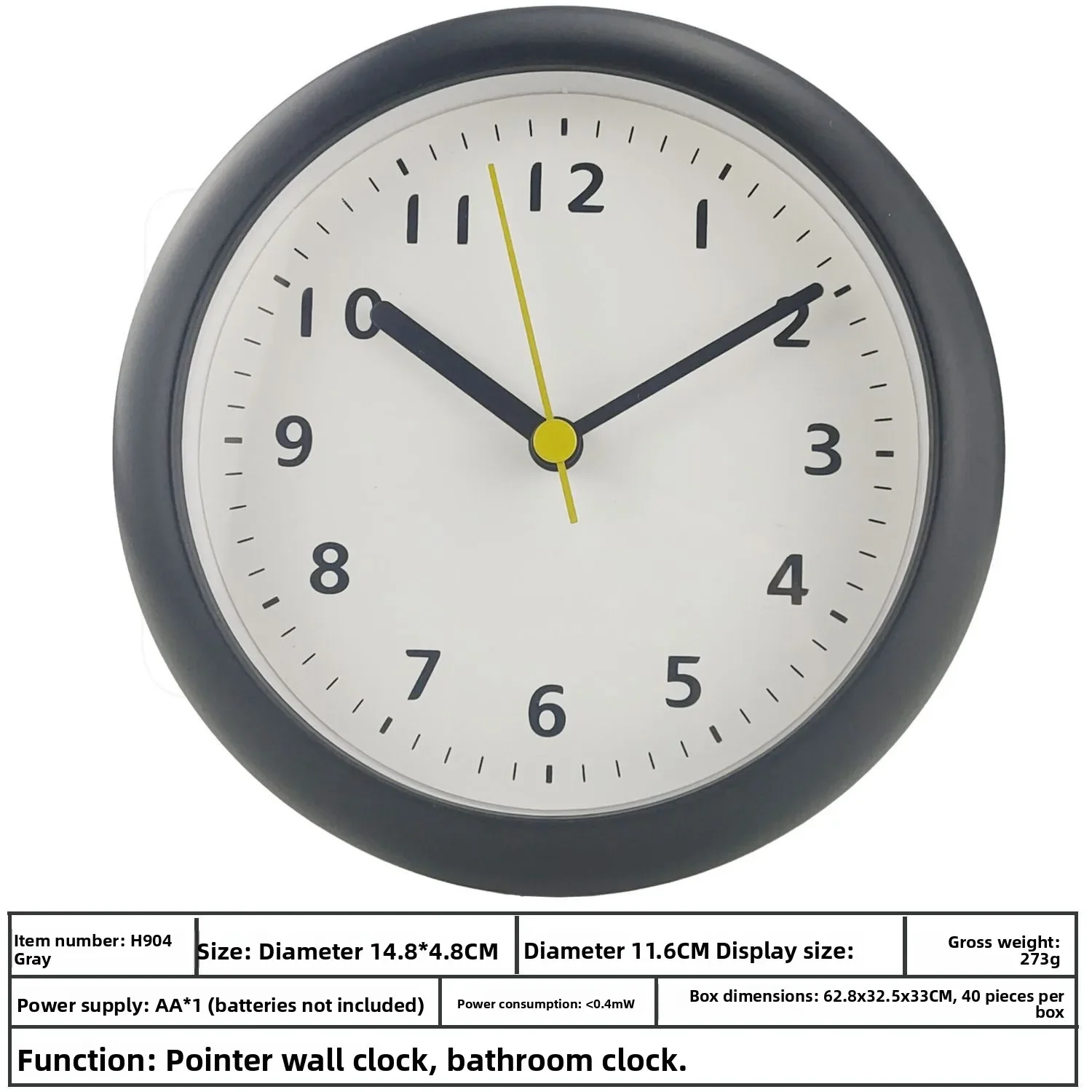 Modern Minimalist Bathroom Kitchen Wall Clock 6 Inches Suction Cup Waterproof Fogproof Silent Clock Home Decorative Accessories