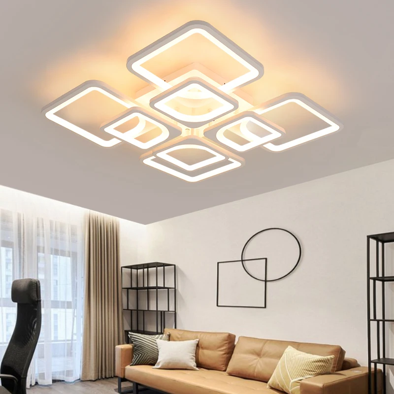 Rectangular Living Room Lamps Recessed LED Ceiling Light Infinitely Dimmable Sky City Room Lamps Bedroom AI Voice Lighting