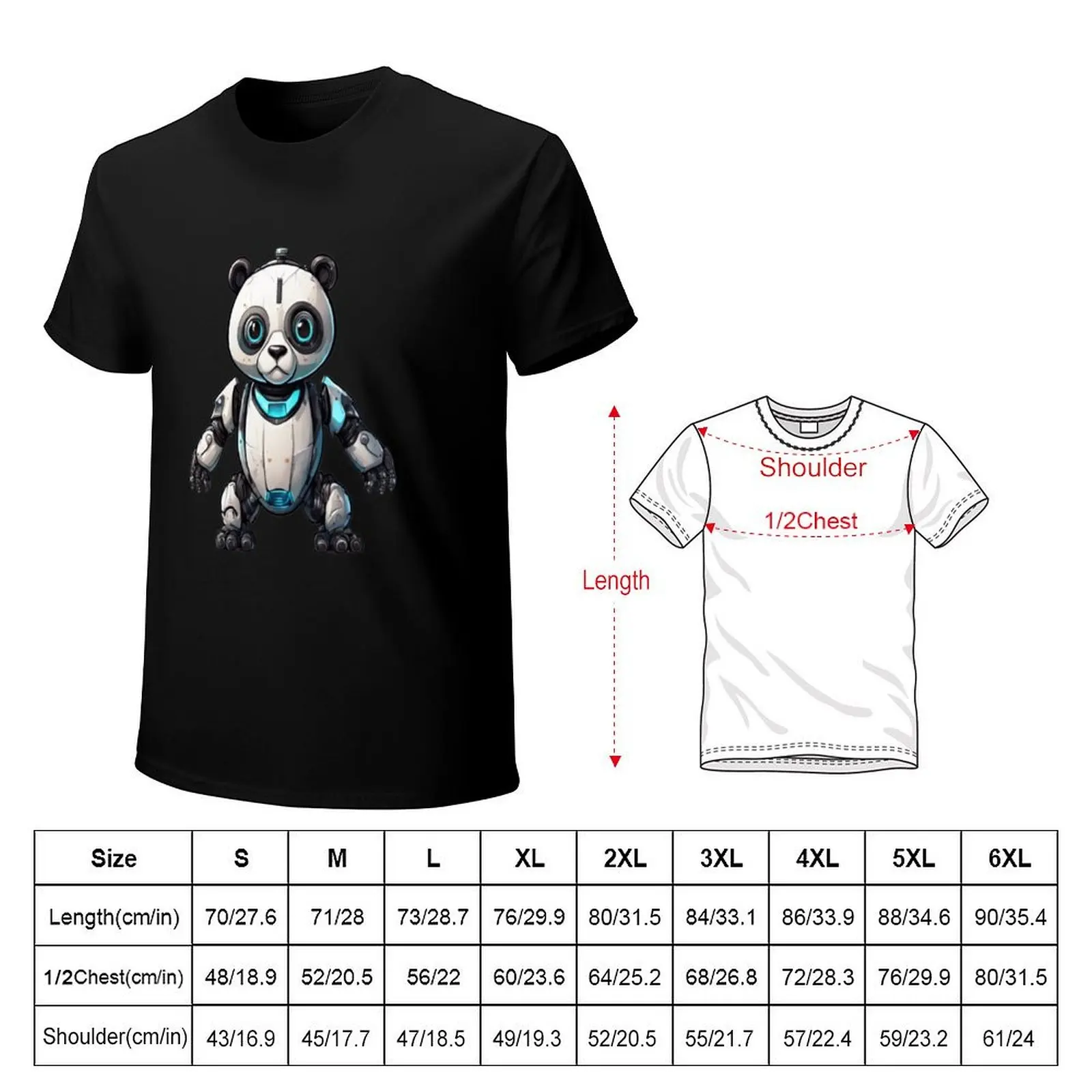 panda cyborg T-Shirt Classic Crew Neck Cotton T-Shirt