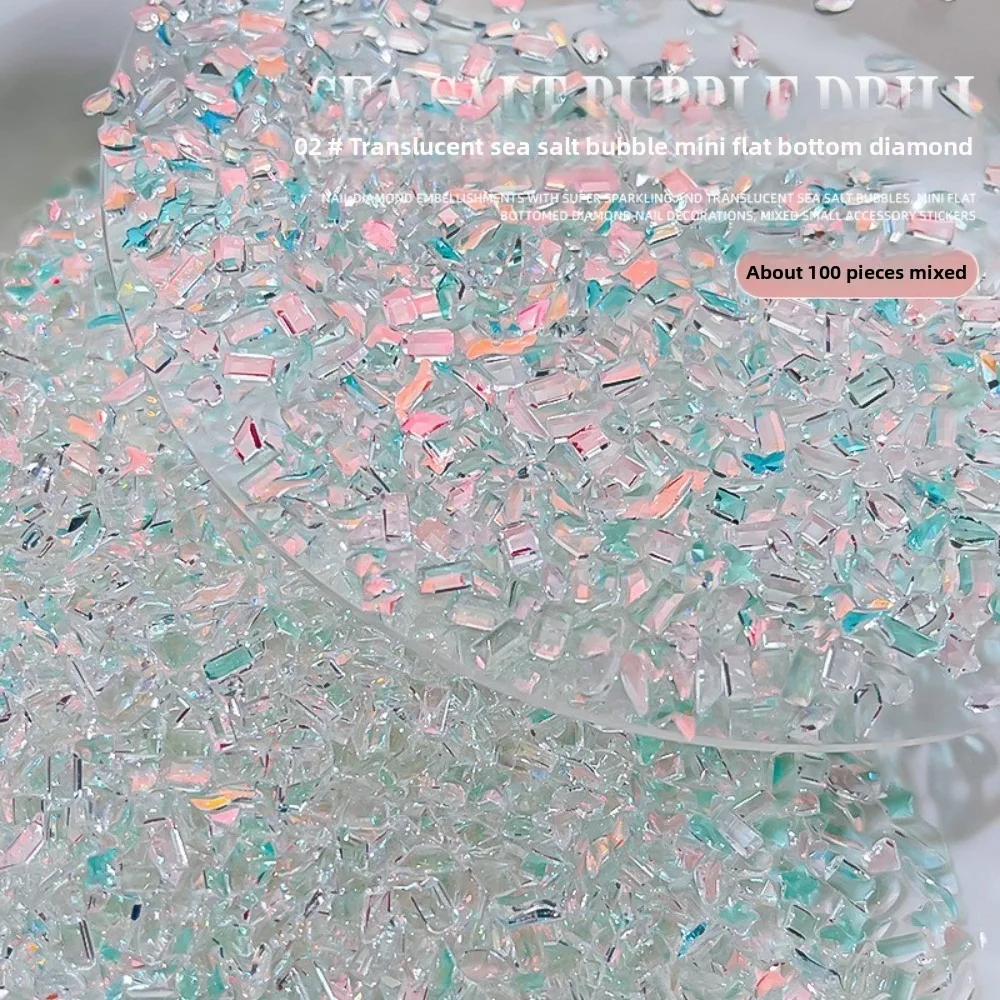 

New Sea Salt Bubble Nail Art Irregular Drill Transparent Small Nail Charms Diamond Colorful Aurora Mixed Nail Decorations