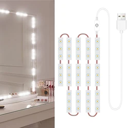 LED do makijażu lampki lustrzane 6/18/30/42 ledy z możliwością ściemniania sterowania dotykowego w łazience komoda lustro z kablem USB diody na wstążce