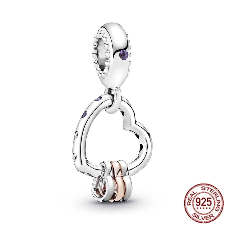 Breloques stéthoscope en argent regardé 925 authentiques, perles pendantes, cœur et couple manquant, adaptées au bracelet Pandora original, cadeau de bijoux