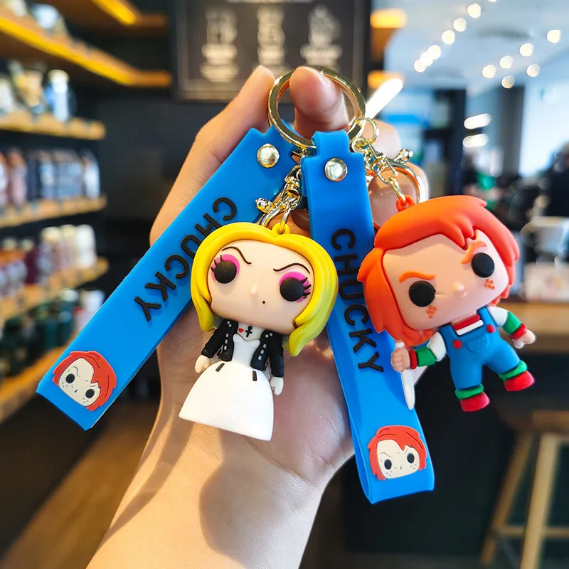 MINISO Funky Halloween Cartoon 3D Keychain  Child's Play Chucky Tiffany Glen Mini Pendants PVC chool Bags & Party Favors