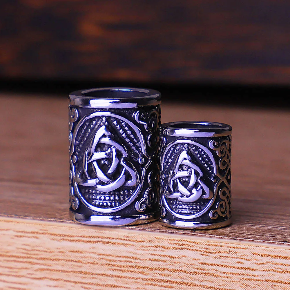 316L Stainless Steel Viking Rune Beads 6mm 8mm Large Hole Hair Beard Bracelet Small Jewelry Making Accessories Gift Wholesale