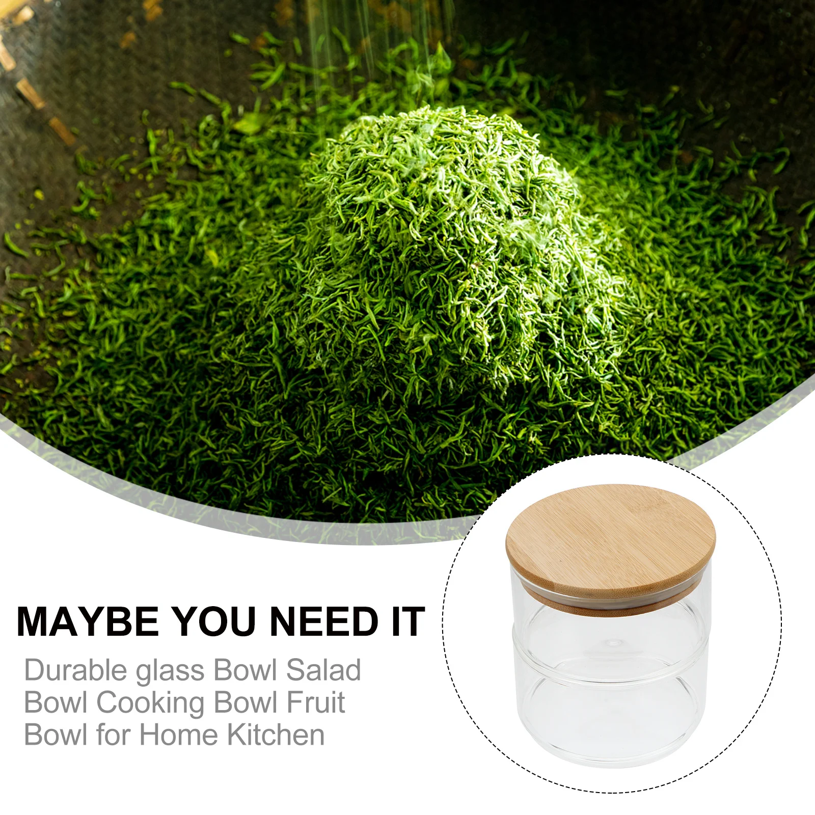 

1Pcs Glass Food Storage Preservation Bowl for Kitchen Use Salad Fruit Dessert Sauce Serving Plate Bowl