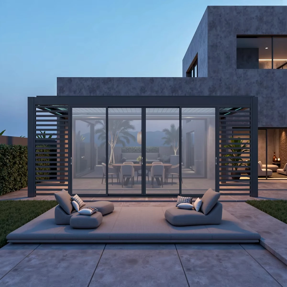 

Modern Design Bioclimatoc Aluminum Flat Roof Attached Pergola Heavy Duty for Outdoor