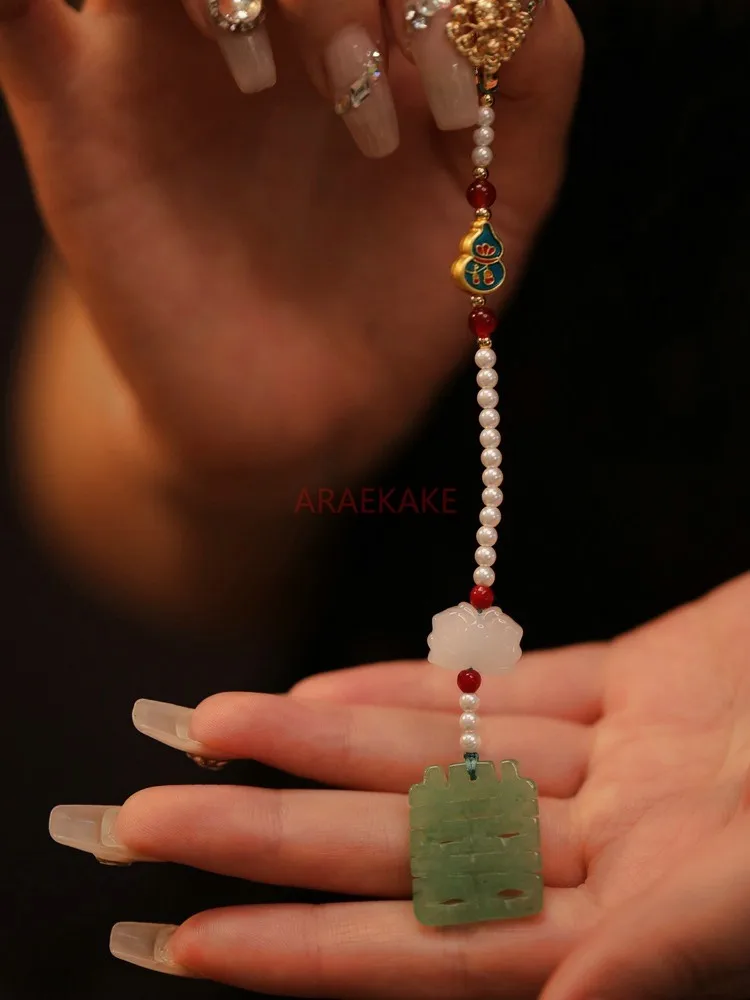 قلادة على الطراز العتيق، شيونغسام اليشم، إكسسوارات بإبزيم، قلادة شرابة صينية، بروش