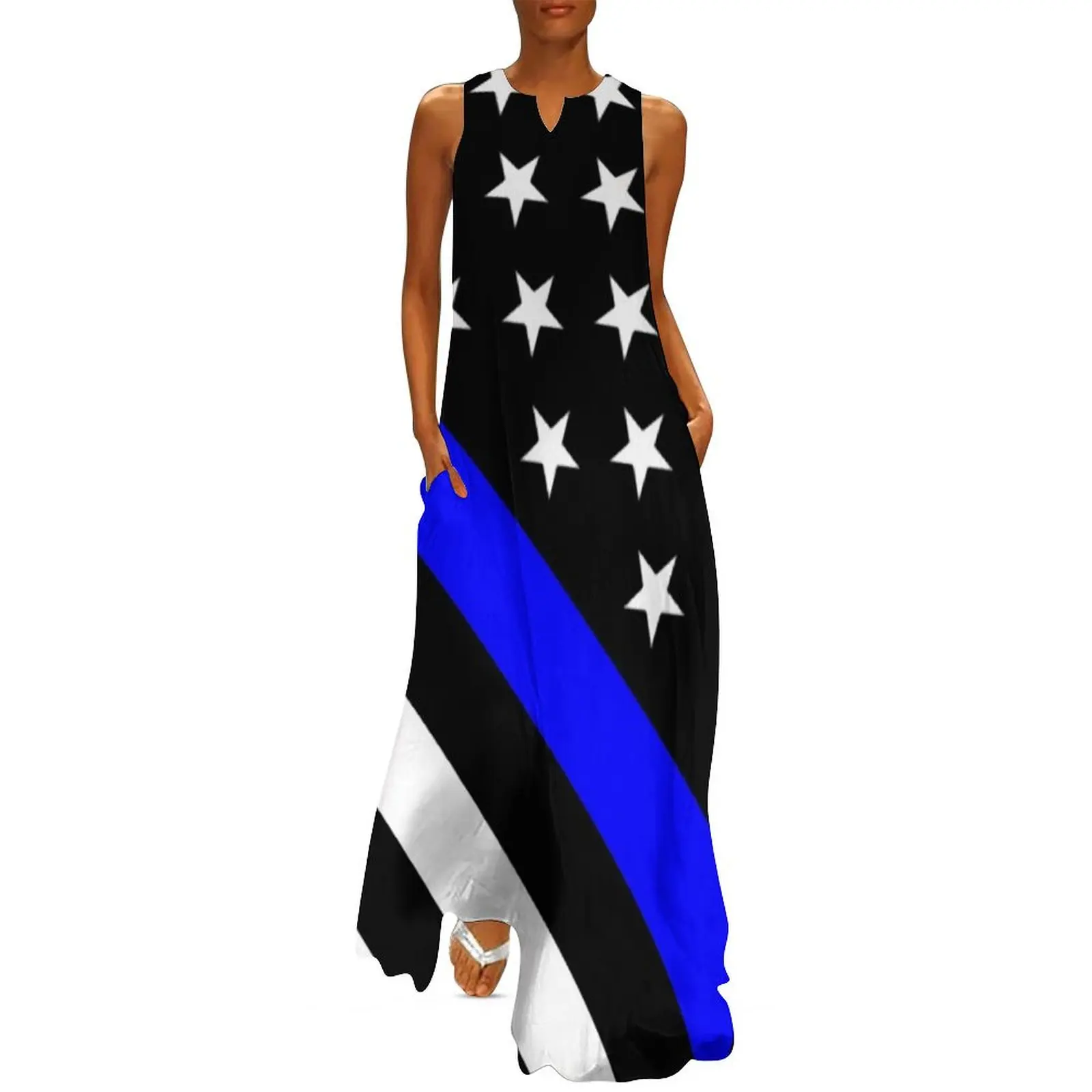 Police: Black Flag & The Thin Blue Line Long Dress prom clothes chic and elegant woman dress Dress