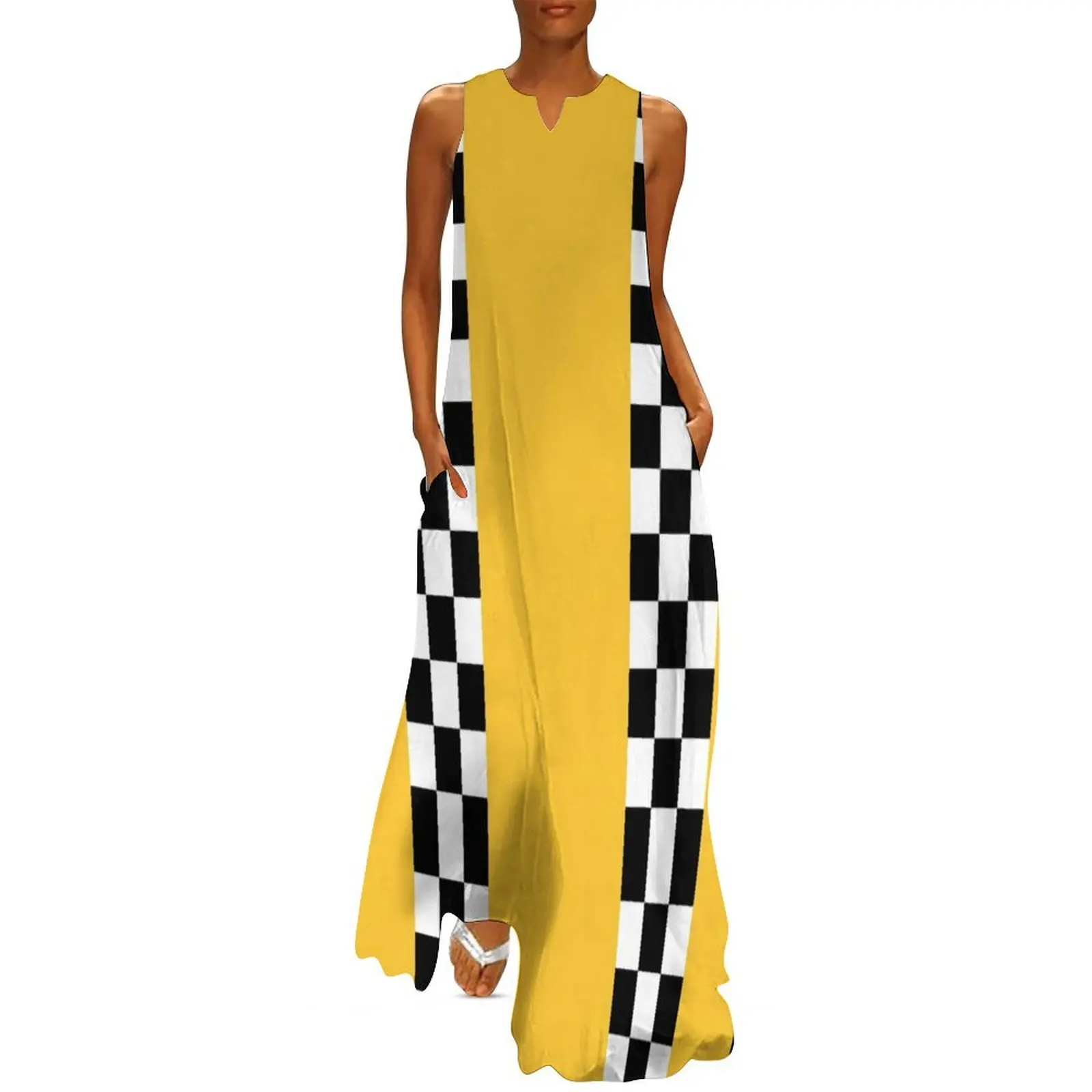 

Old school taxi cab, checker Long Dress elegant dresses for women women's summer clothing 2025 summer dress daily Dress