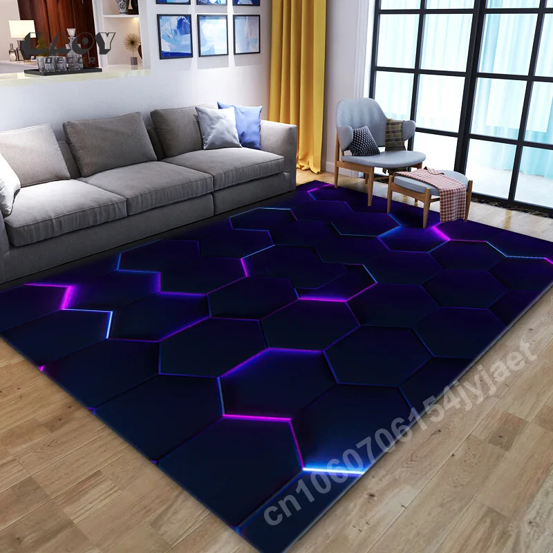 3D Visual geometry Carpet for Living Room Home Sofa Coffee Tables Bedside Area Rugs Anti-slip Bar Activity Decorative Floor Mats