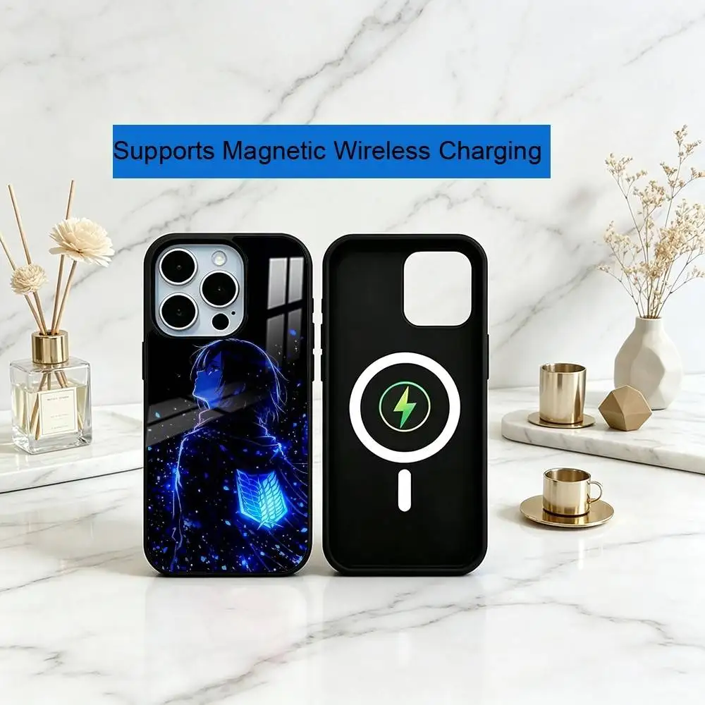 A-Attack On T-Titan Mikasa Silicone Phone Case For iPhone17,16,15,14,13,12,11 Plus,Pro Supports Magnetic Wireless Charging