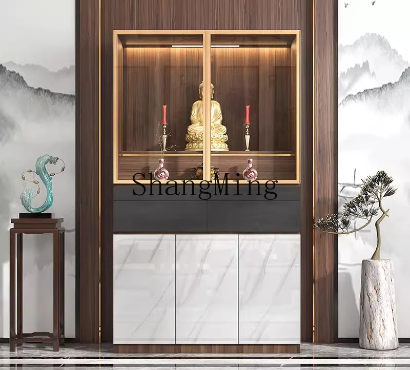

ZYY Modern Light Luxury Buddhist Shrine Standing Cabinet Shrine God of Wealth Cabinet Buddha Statue Cabinet Small Household