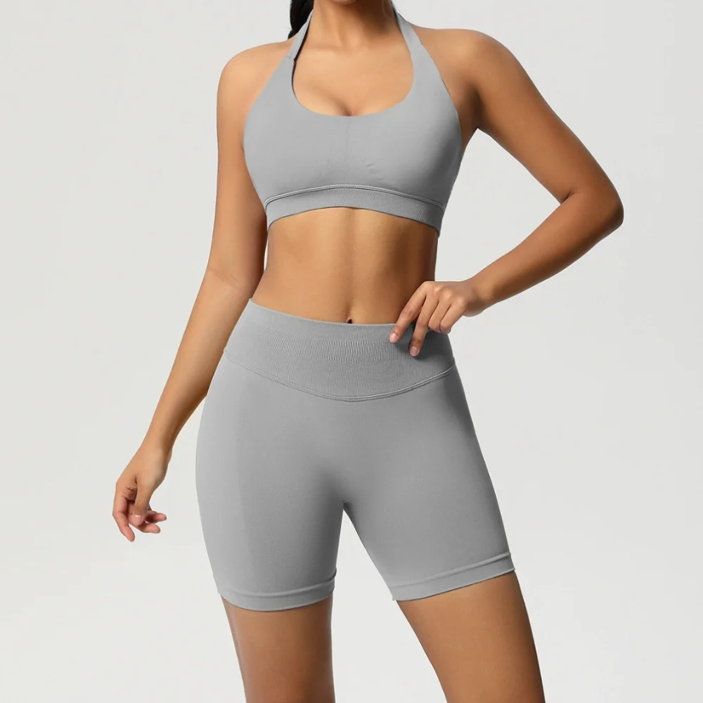 

Бесшовный спортивный комплект для фитнеса: женская одежда для йоги, спортивные бюстгальтеры, амортизирующие леггинсы для бега, спортивный костюм для зала, топ-бра с эффектом пуш-ап