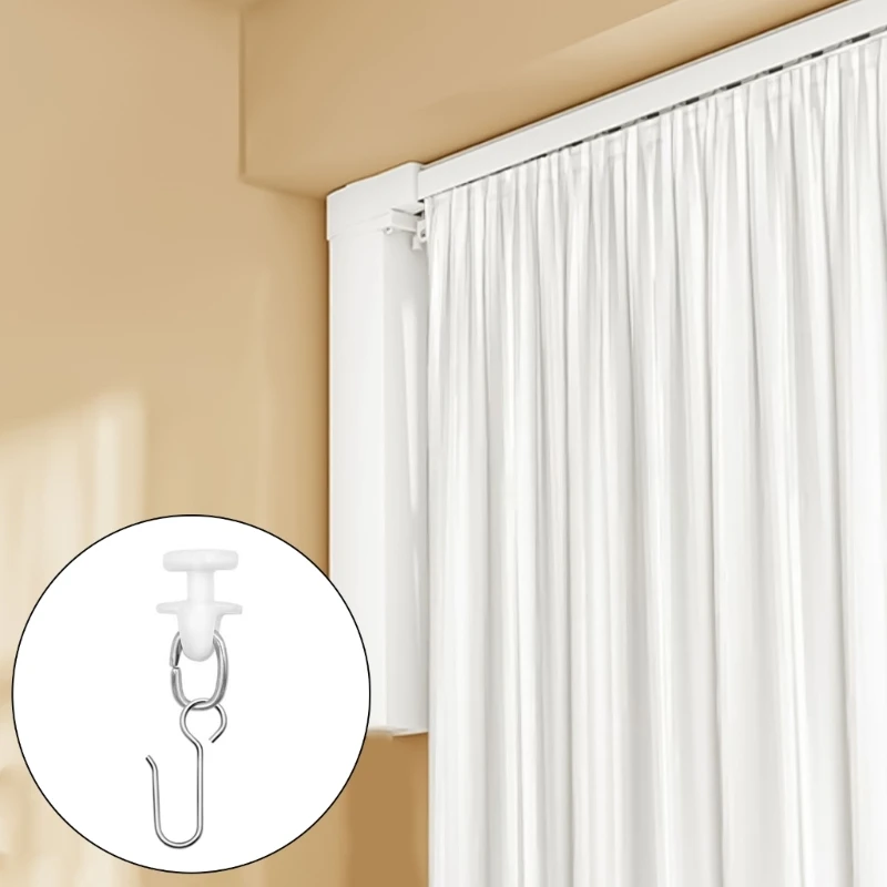 

120 White Curtain Track Accessories Glider Pulleys Hook for Home Decoration