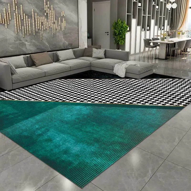 Modern Simple Nordic Mosaic Carpet,Dark Green,Black Houndstooth Carpets,Kitchen,Living Room,Bedroom,Parlor,Floor Mat,Fashion Rug