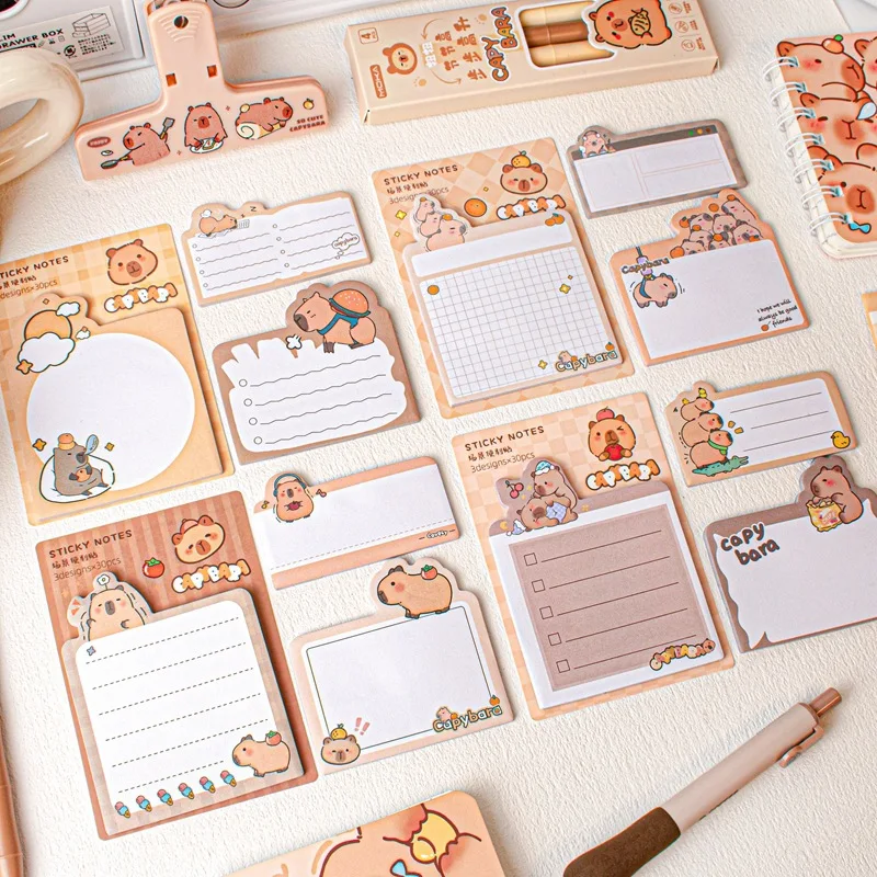 24pcs/lot Creative Capybara Memo Pad Cartoon Animal Sticky Note Stationery Label Notepad Planner Sticker Post School Supplies